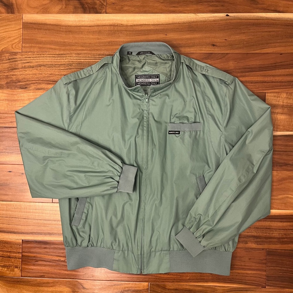 Members Only Racer Jacket Mens 2X Sage Green Iconic 80's Style windbreaker